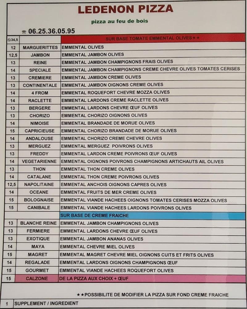 Ledenon Pizza - Menu Image 1